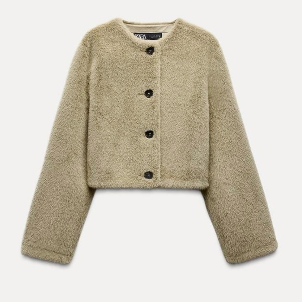 Zara Beige Faux Fur Jacket